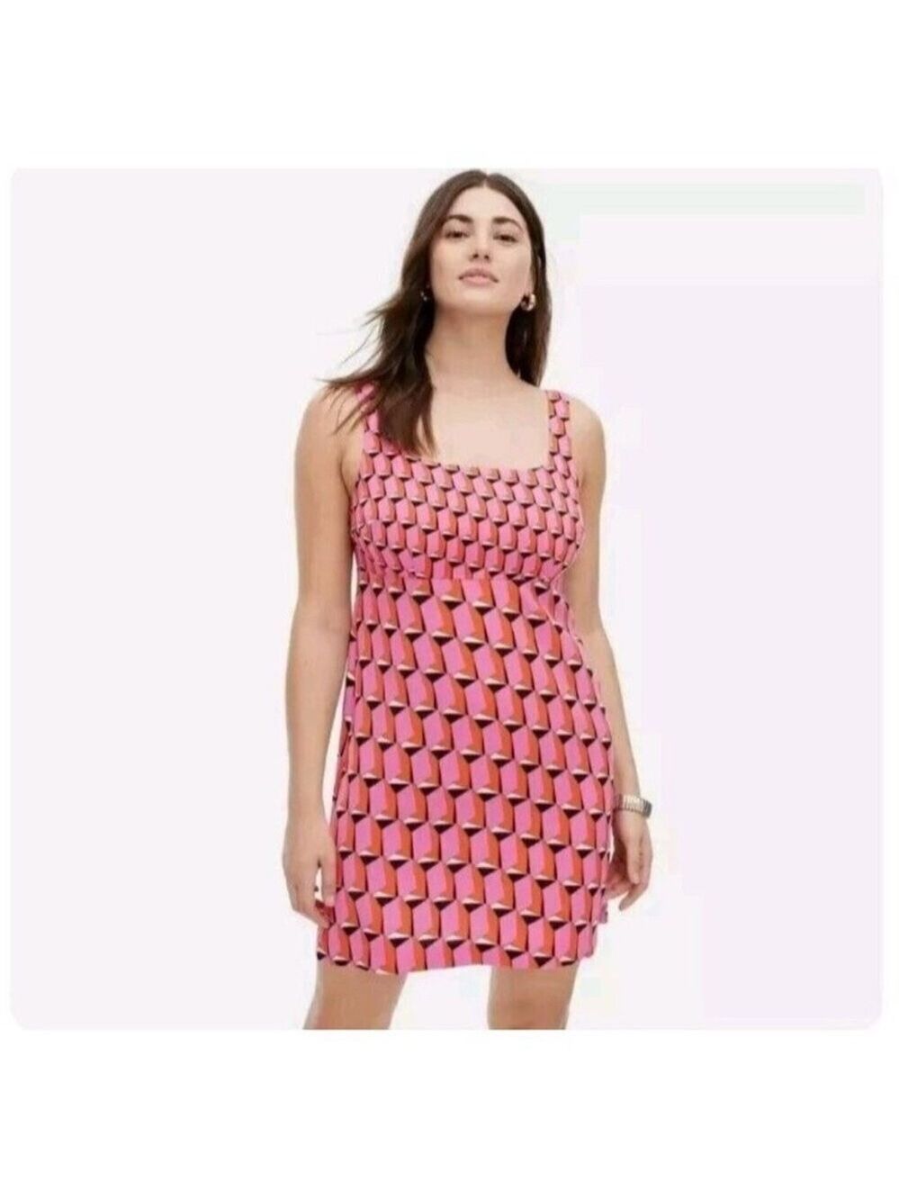 DVF For Target Geometric Pink and Orange Sleeveless Shift Dress Size 10